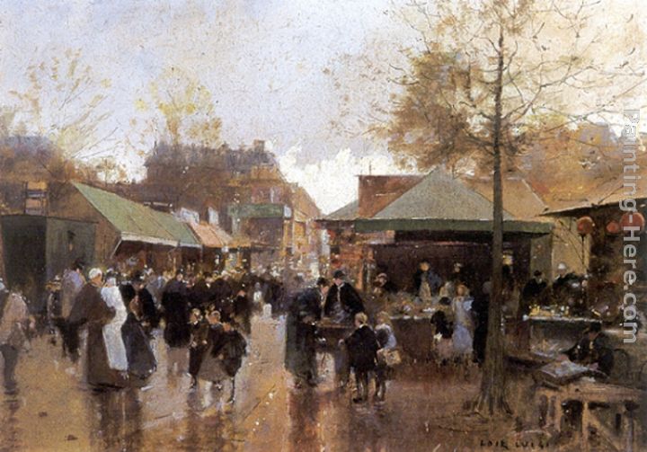 le Marcheaux Puces Porte de Clingna Court painting - Luigi Loir le Marcheaux Puces Porte de Clingna Court art painting